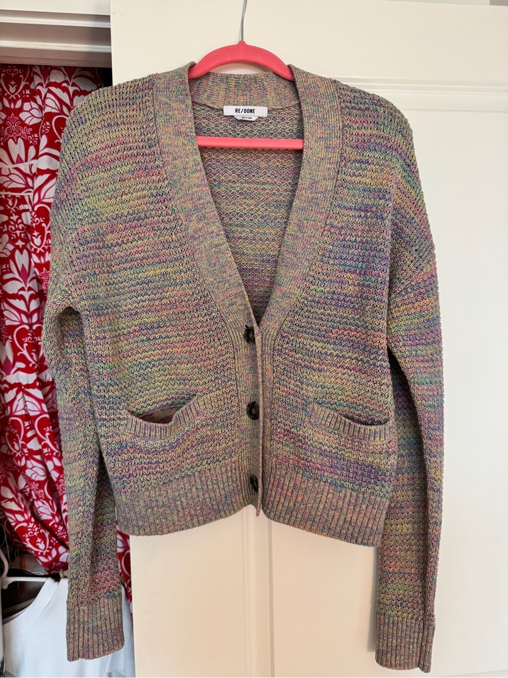 RE/DONE Multicolor Knit V-Neck Cardigan Sweater NWOT